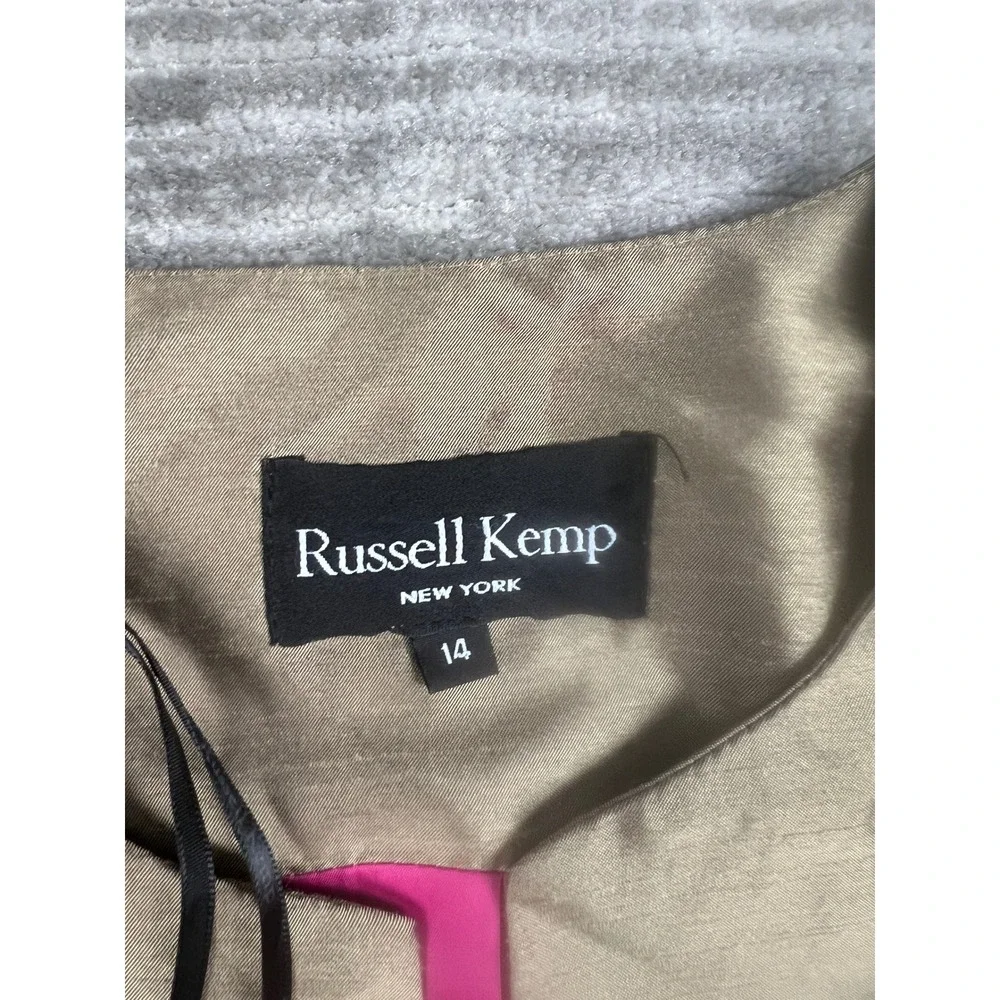 Russell Kemp Pant Suit Women 14 Gold Pink Metallic Formal Open Front Made in USA
